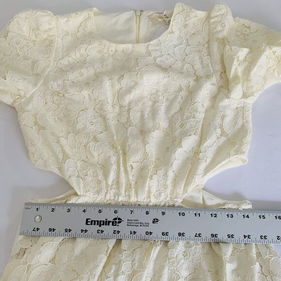 NWT WAYF Dress Plaza Mini Cutout Women M Ivory Lace Overlay Puff Bridal Wedding - Picture 9 of 12